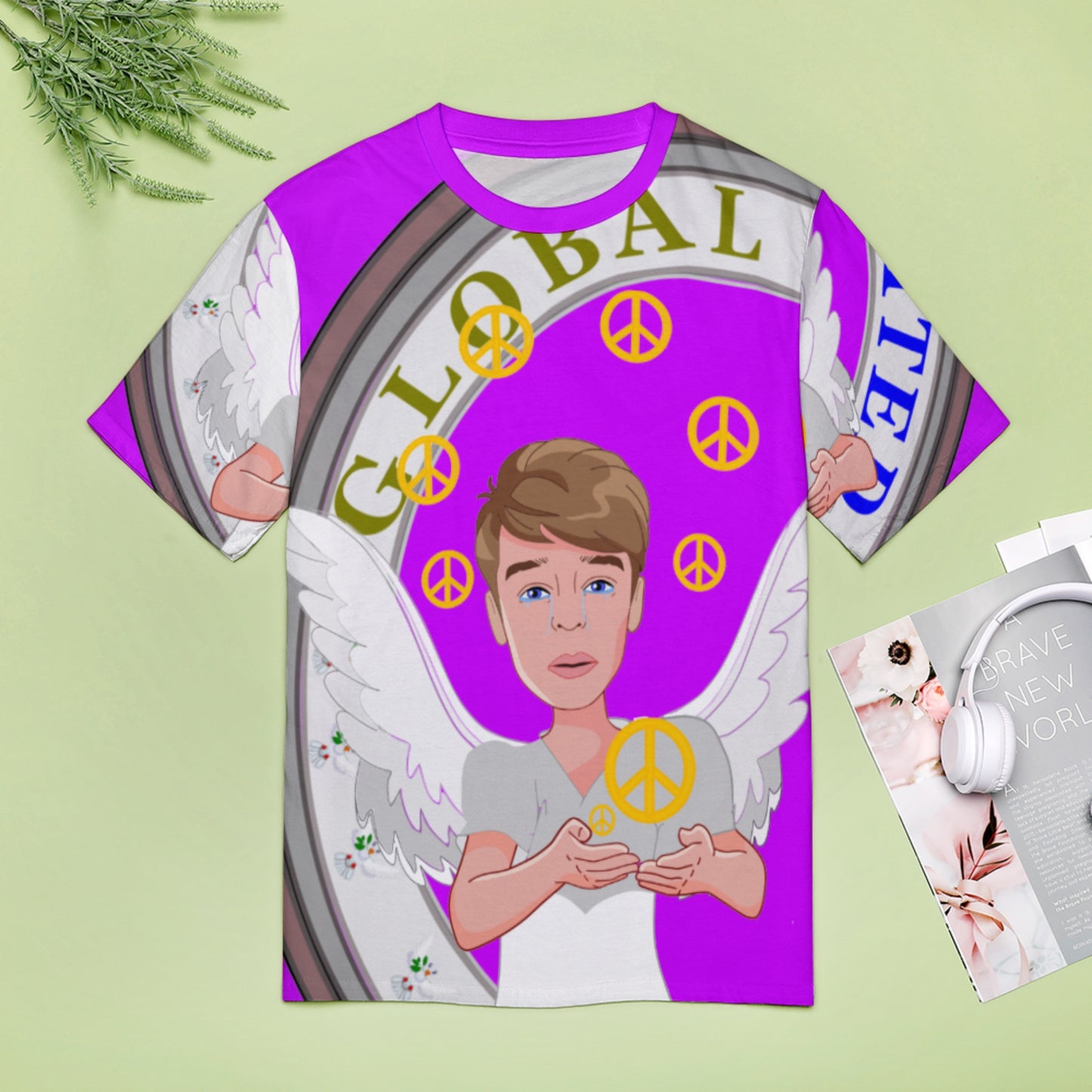 Women´s T-shirt 2 Global Freedom United Boy Peace Of Angel Old Peace Lilac