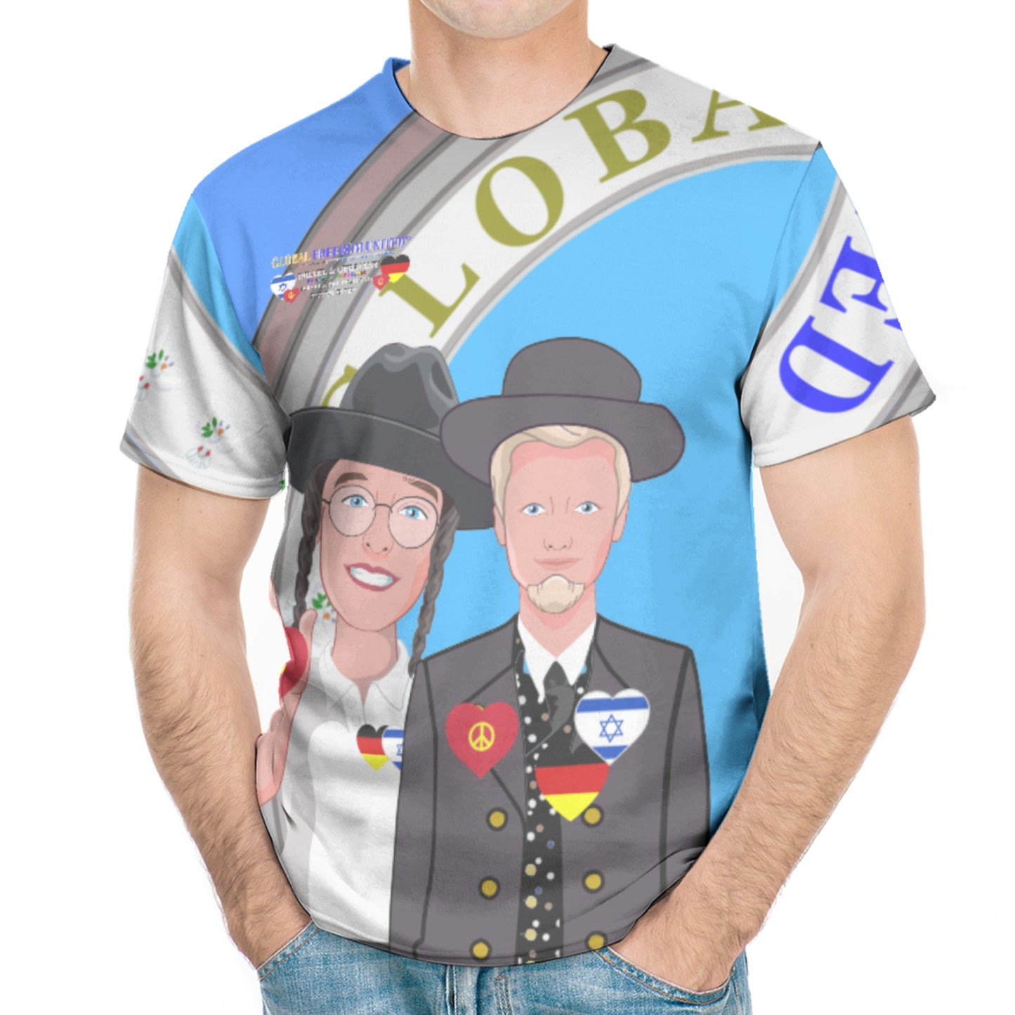Men´s T-shirt GLOBAL FREEDOM UNITED© Men Israel & Germany Version 2 Blue