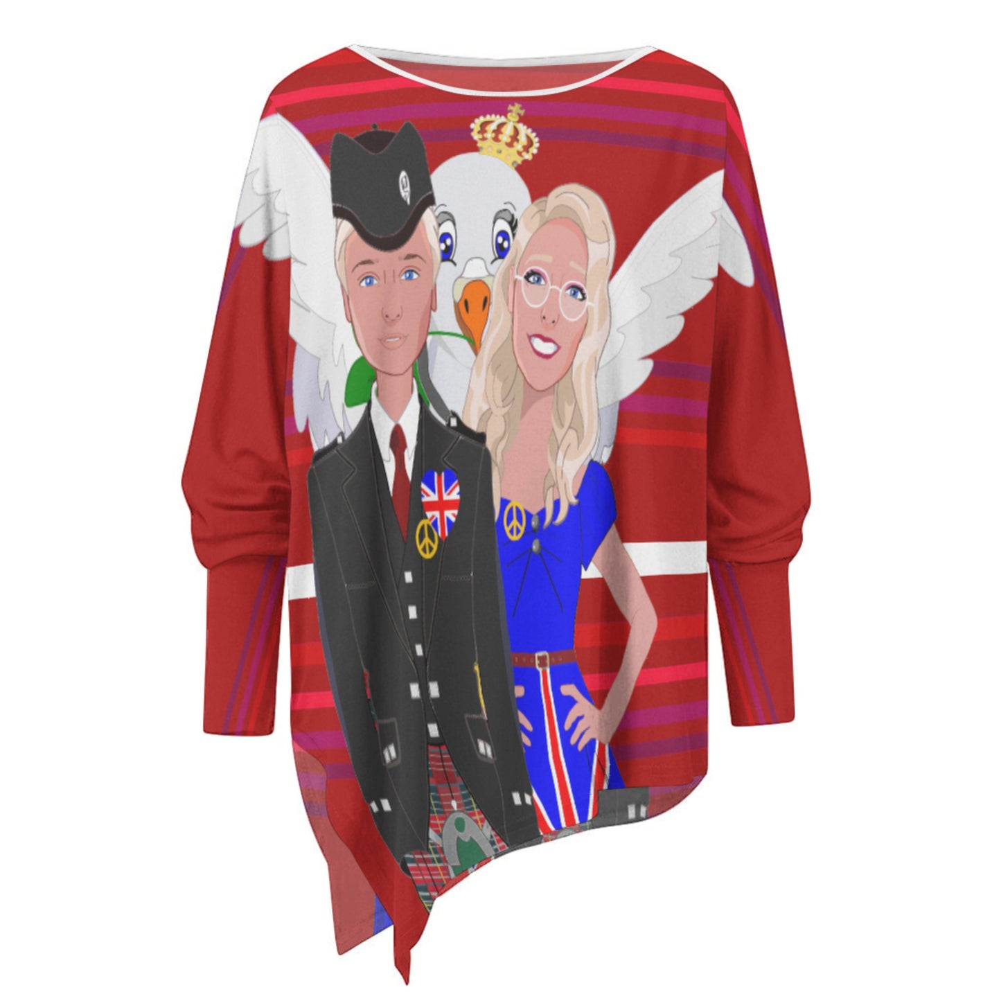 Pullover Long Sleeve T-shirt GLOBAL FREEDOM UNITED© Couple England Red