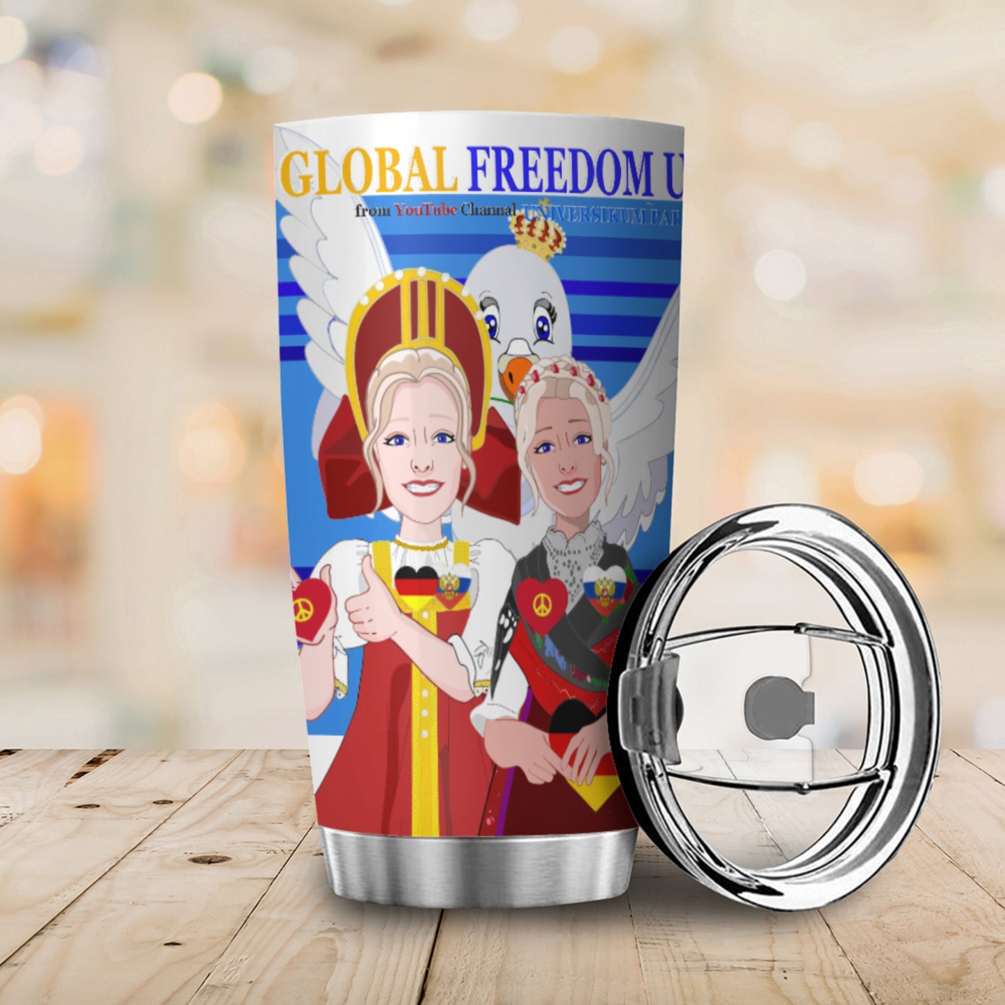 Tumbler Global Freedom United Women Russia & Germany Old Peace Deep Blue