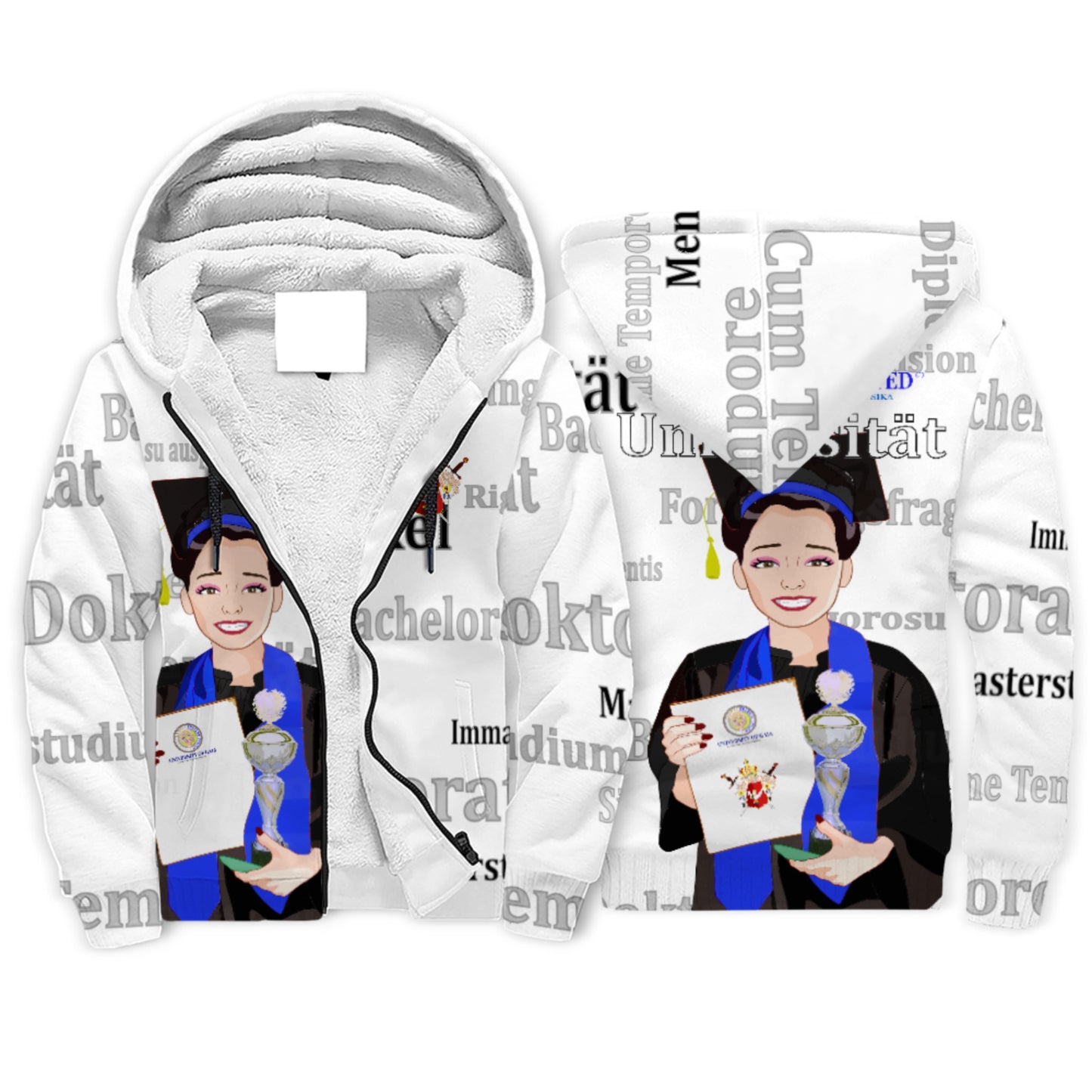 Plush Hoodie Global Freedom United Asia Student Girl Silver Place