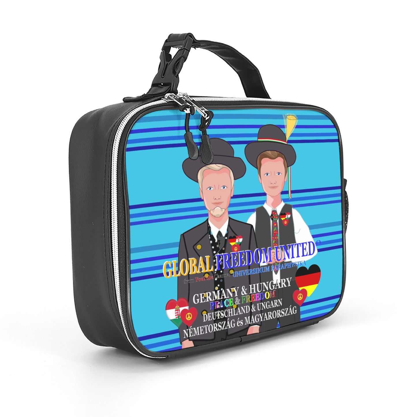 Leather Meal Bag GLOBAL FREEDOM UNITED© Men Germany & Hungary Blue