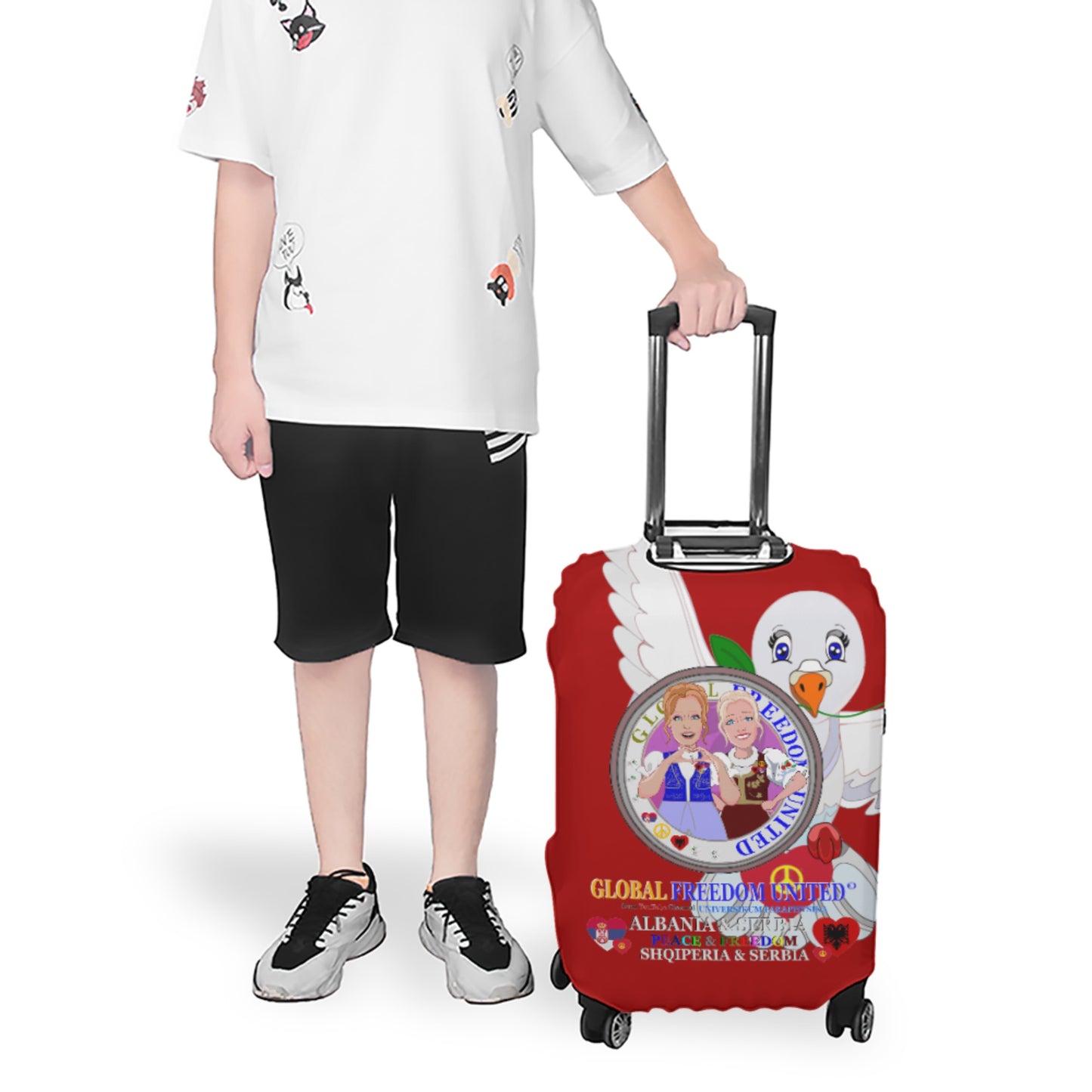 Lugguage Cover Global Freedom United Women Albania & Serbia Old Peace Red