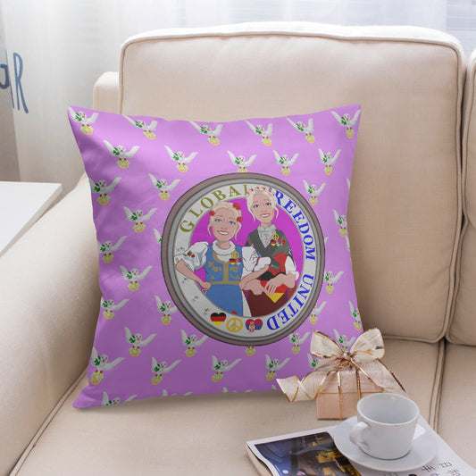 GLOBAL FREEDOM UNITED© Women SERBIA & GERMANY LILAC V2  18'' Square Pillow Cover