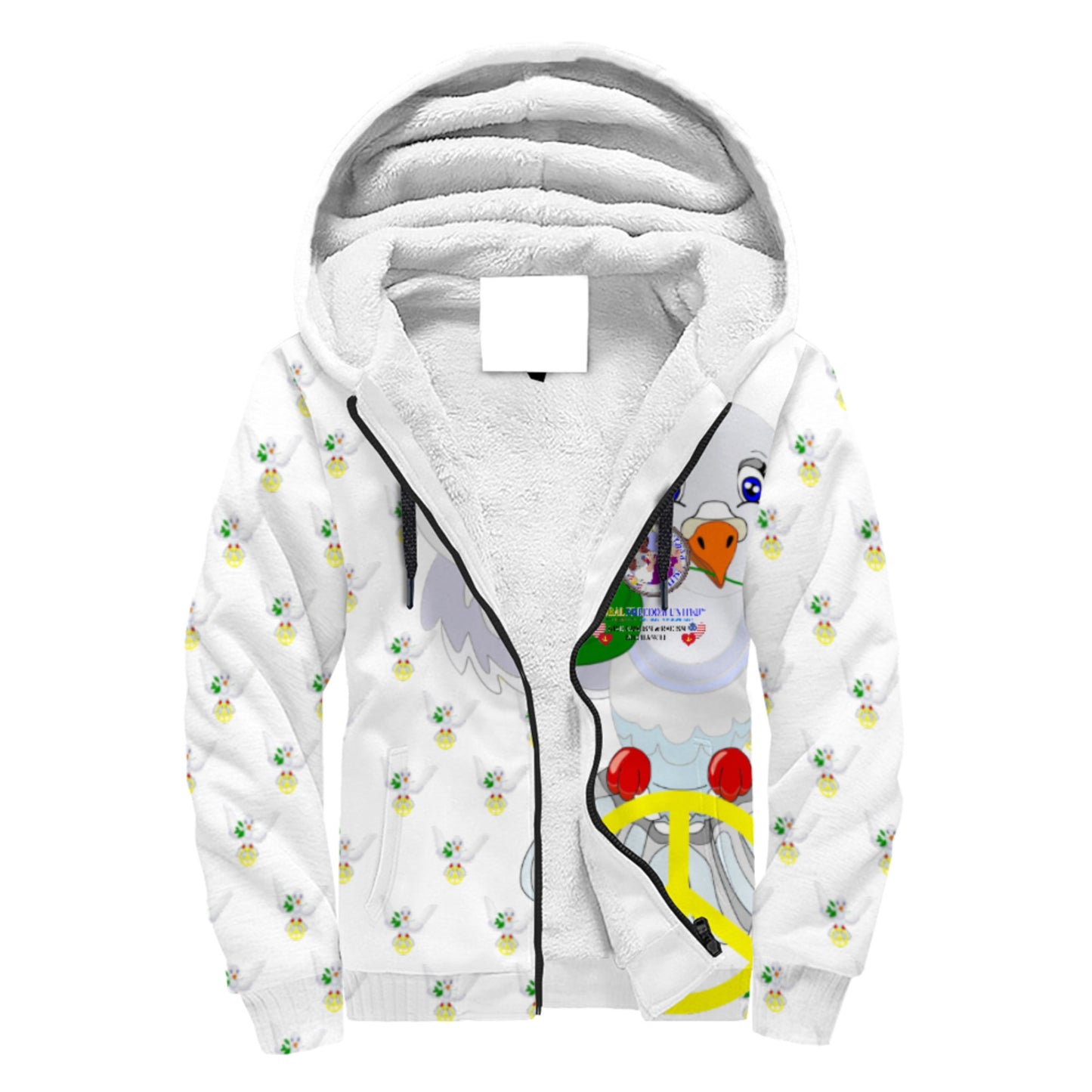 Plush Hoodie GLOBAL FREEDOM UNITED© Men Anti Fascism & Racism USA Wight