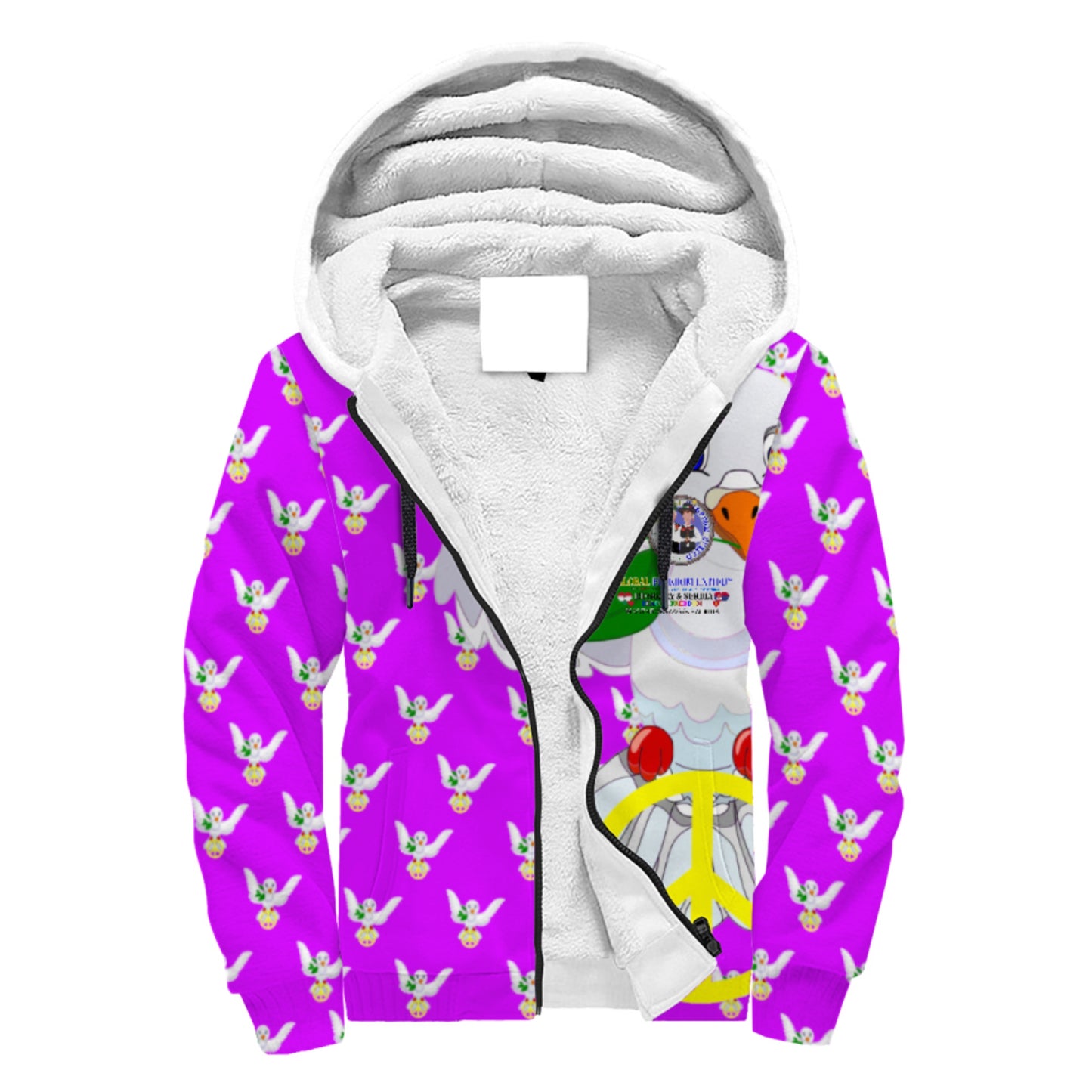 Plush Hoodie GLOBAL FREEDOM UNITED© Men Serbia & Hungary Lilac