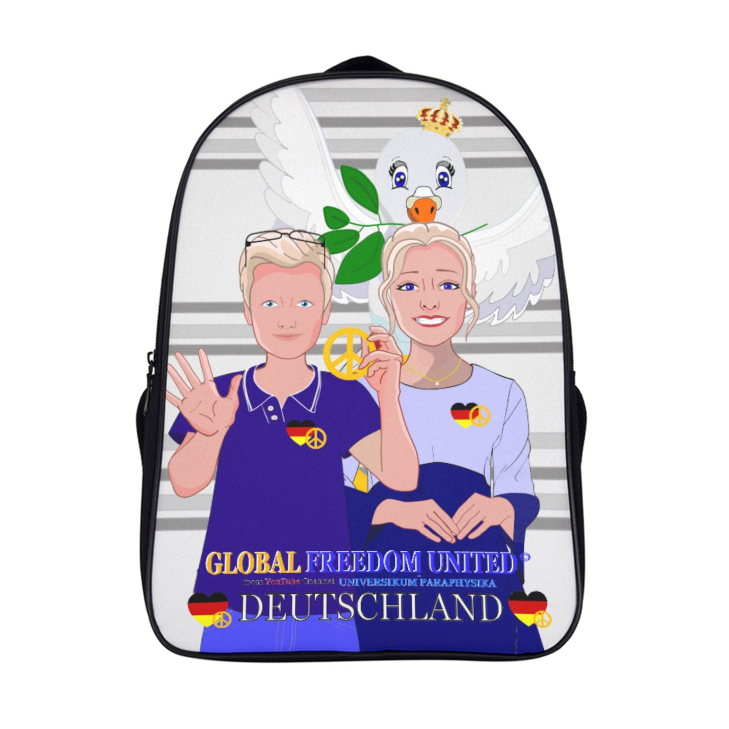 Backpack 16 Inch 2 Compartment Global Freedom United Couple Edition Germany V2 Grey