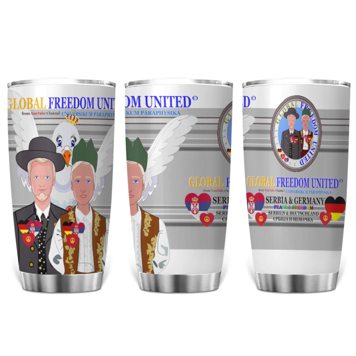 Tumbler GLOBAL FREEDOM UNITED© Men Serbia & Germany Grey