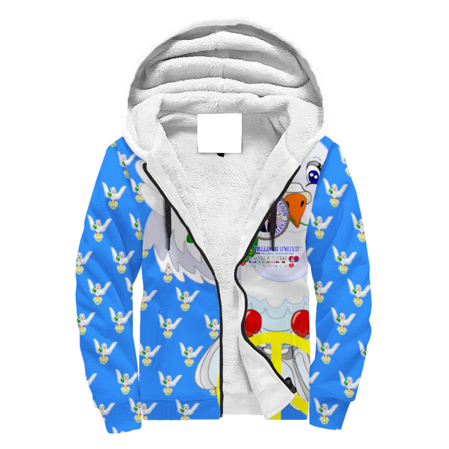 Plush Hoodie 3 GLOBAL FREEDOM UNITED© Women Croatia & Serbia V1 Blue