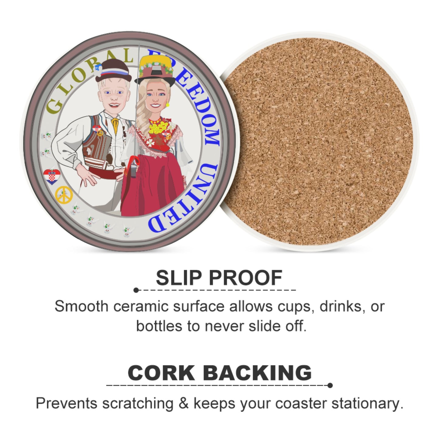 Ceramic Coasters Global Freedom United Couple Edition Croatia