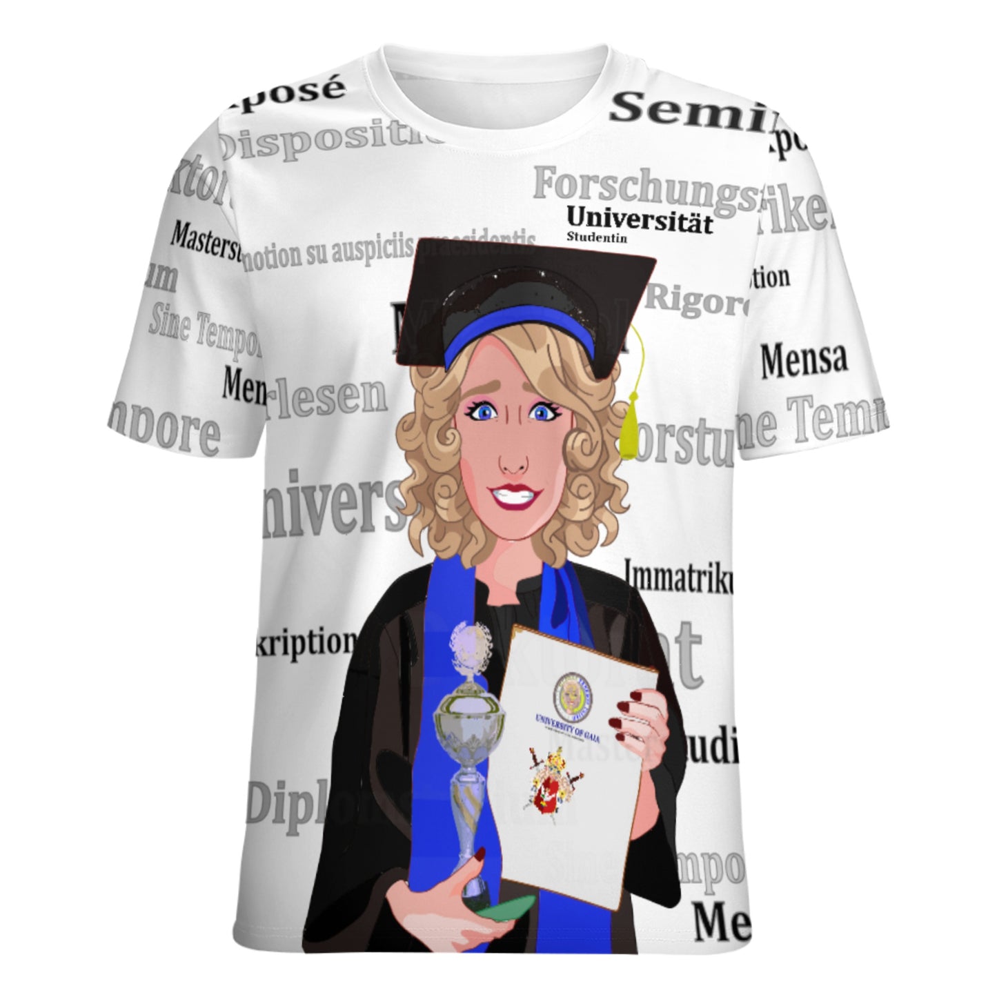 Women´s T-shirt Global Freedom United Student Girl Silver Place Blond Hair 2