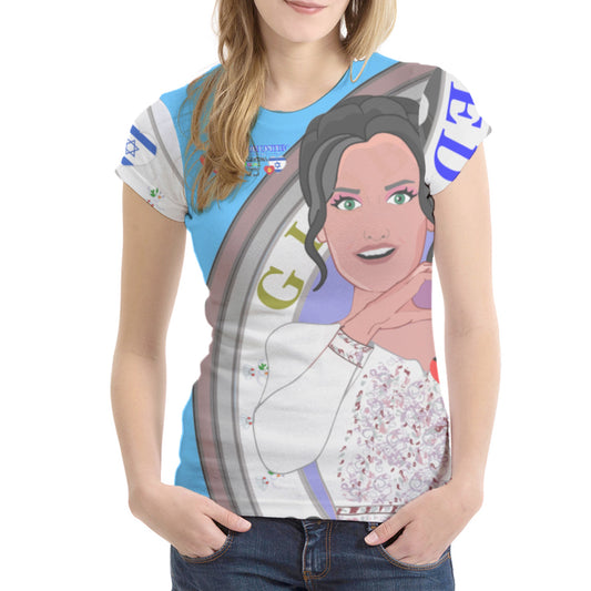 Women´s T-shirt 2 GLOBAL FREEDOM UNITED© Women Palestina & Israel Blue