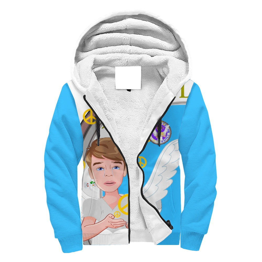 Plush Hoodie Global Freedom United Angel Of Peace Men Old Peace Turquoise