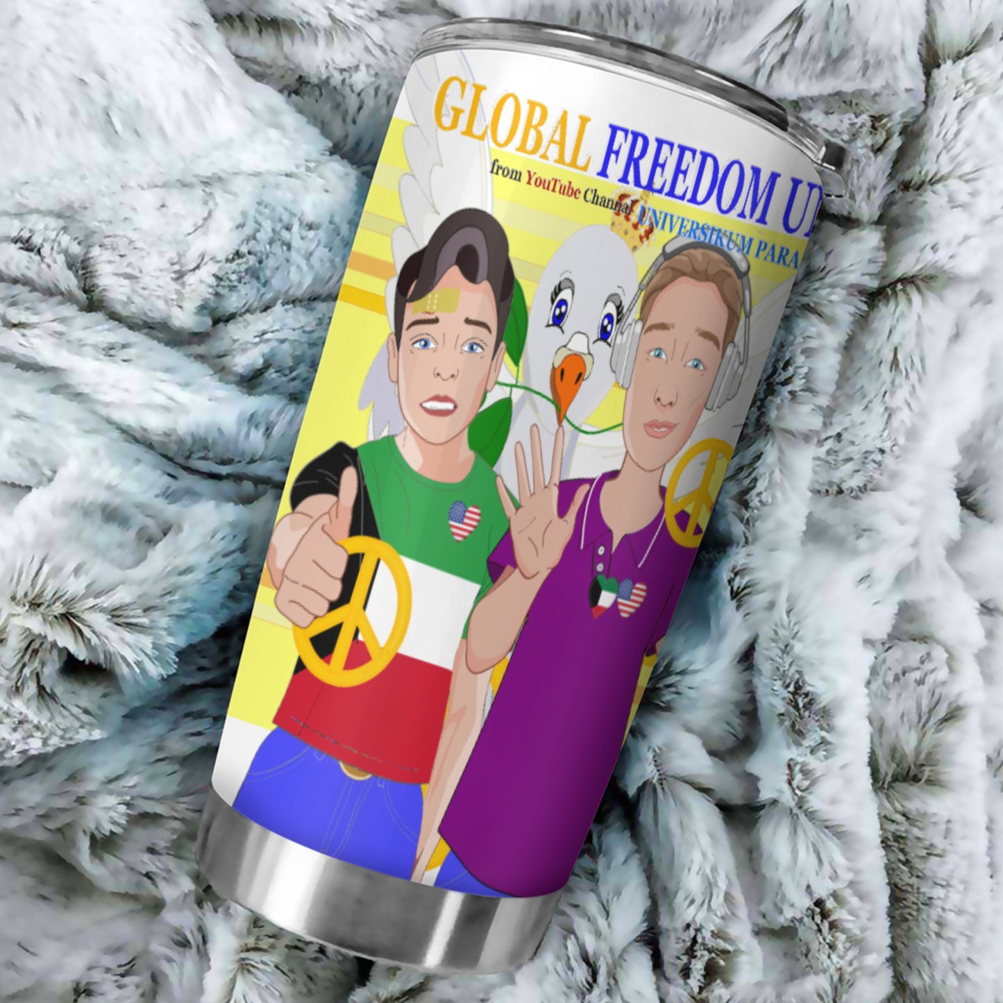 Tumbler Global Freedom United Men Kuwait & Usa Old Peace Yellow