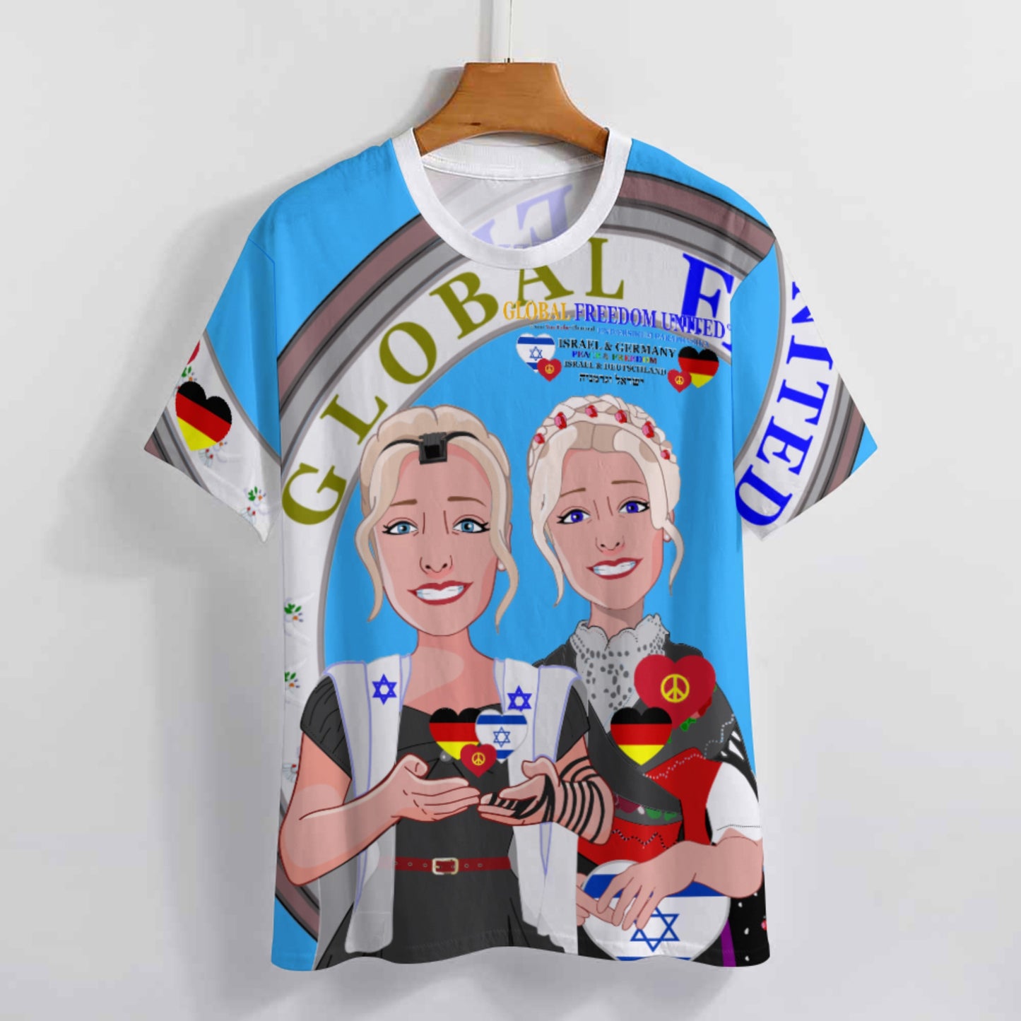 Women´s T-shirt GLOBAL FREEDOM UNITED© Israel & Germany Blue