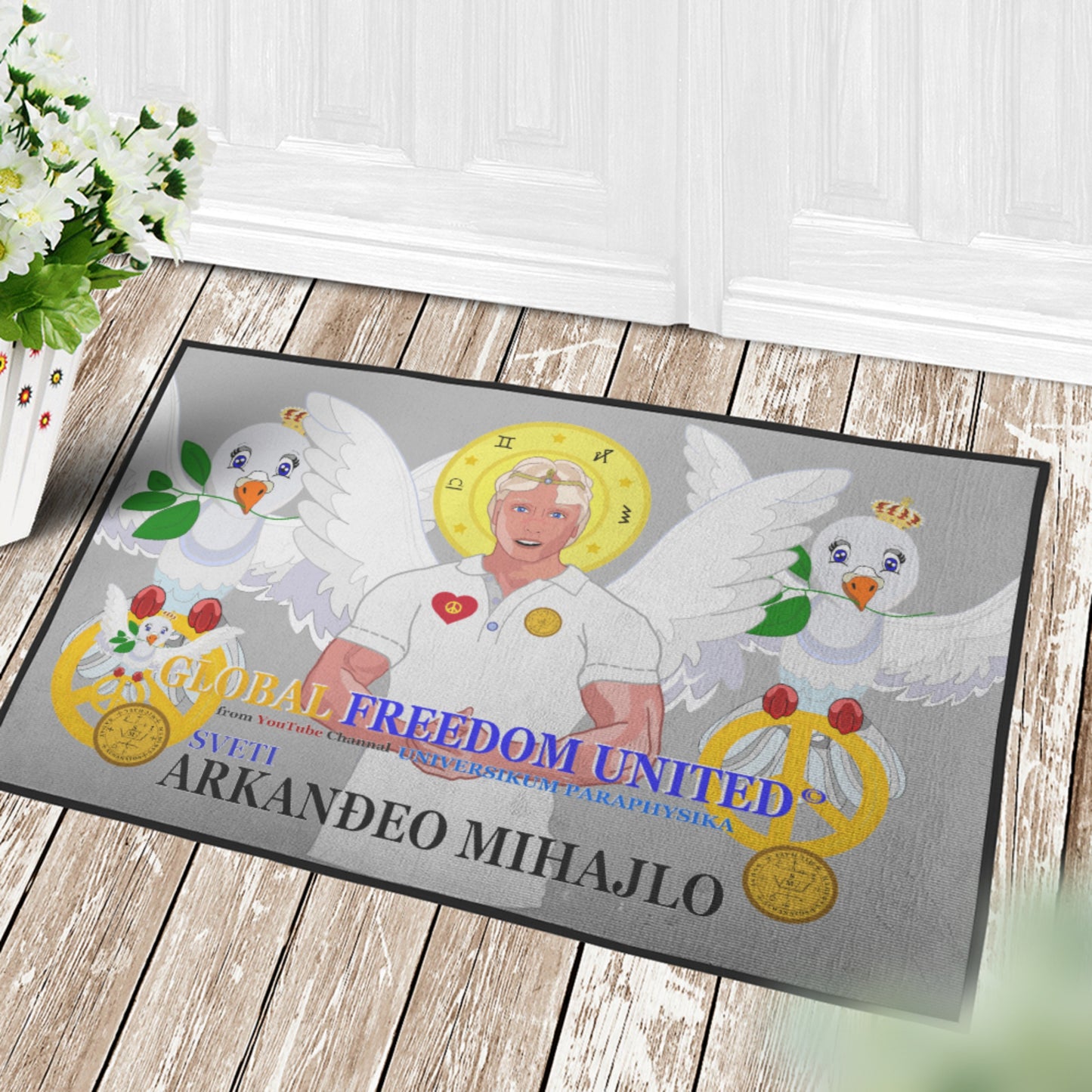 Door Mat Global Freedom United Archangel Michael Croatia V2 Grey