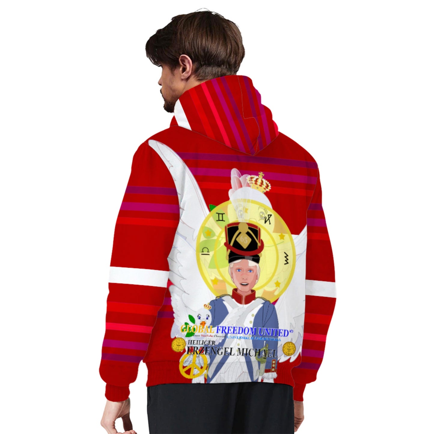 Plush Hoodie Global Freedom United Erzengel Michael Red