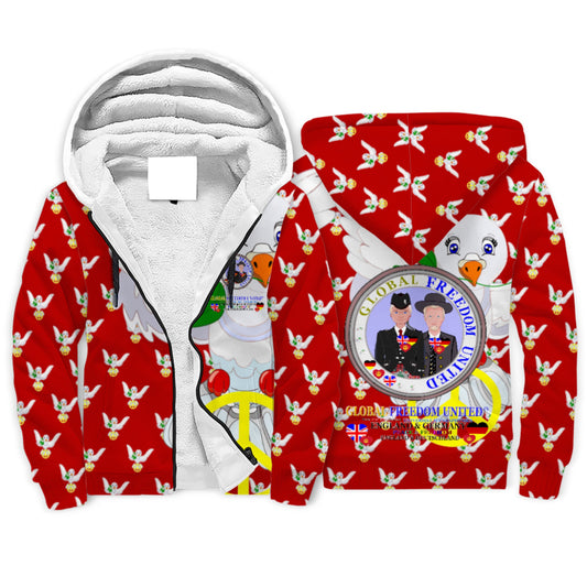 Plush Hoodie GLOBAL FREEDOM UNITED© Men England & Germany Red