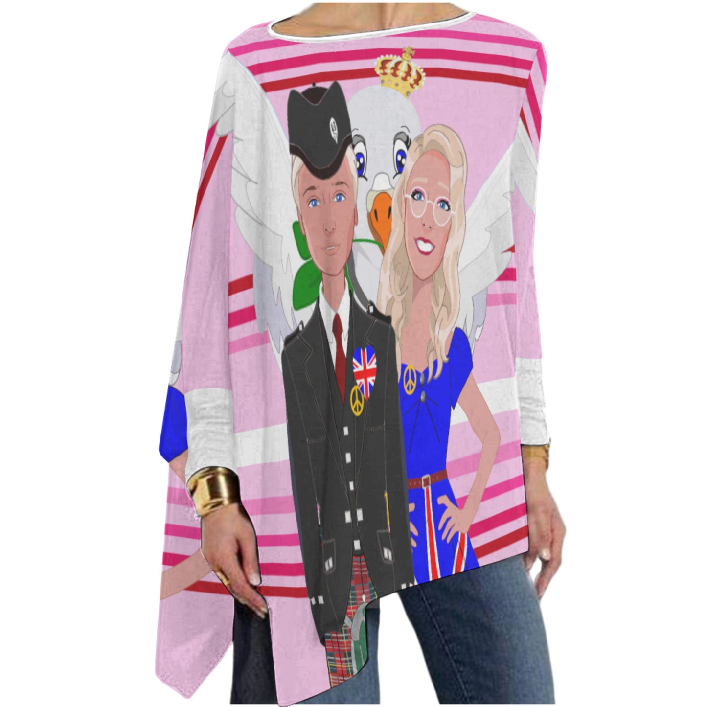 Pullover Long Sleeve T-shirt GLOBAL FREEDOM UNITED© Couple England  Pink