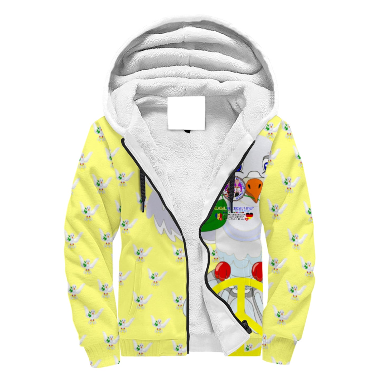 Plush Hoodie GLOBAL FREEDOM UNITED© Women Romania & Germany Yellow