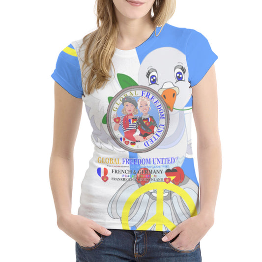 Women´s T-shirt GLOBAL FREEDOM UNITED© Women French & Germany Blue
