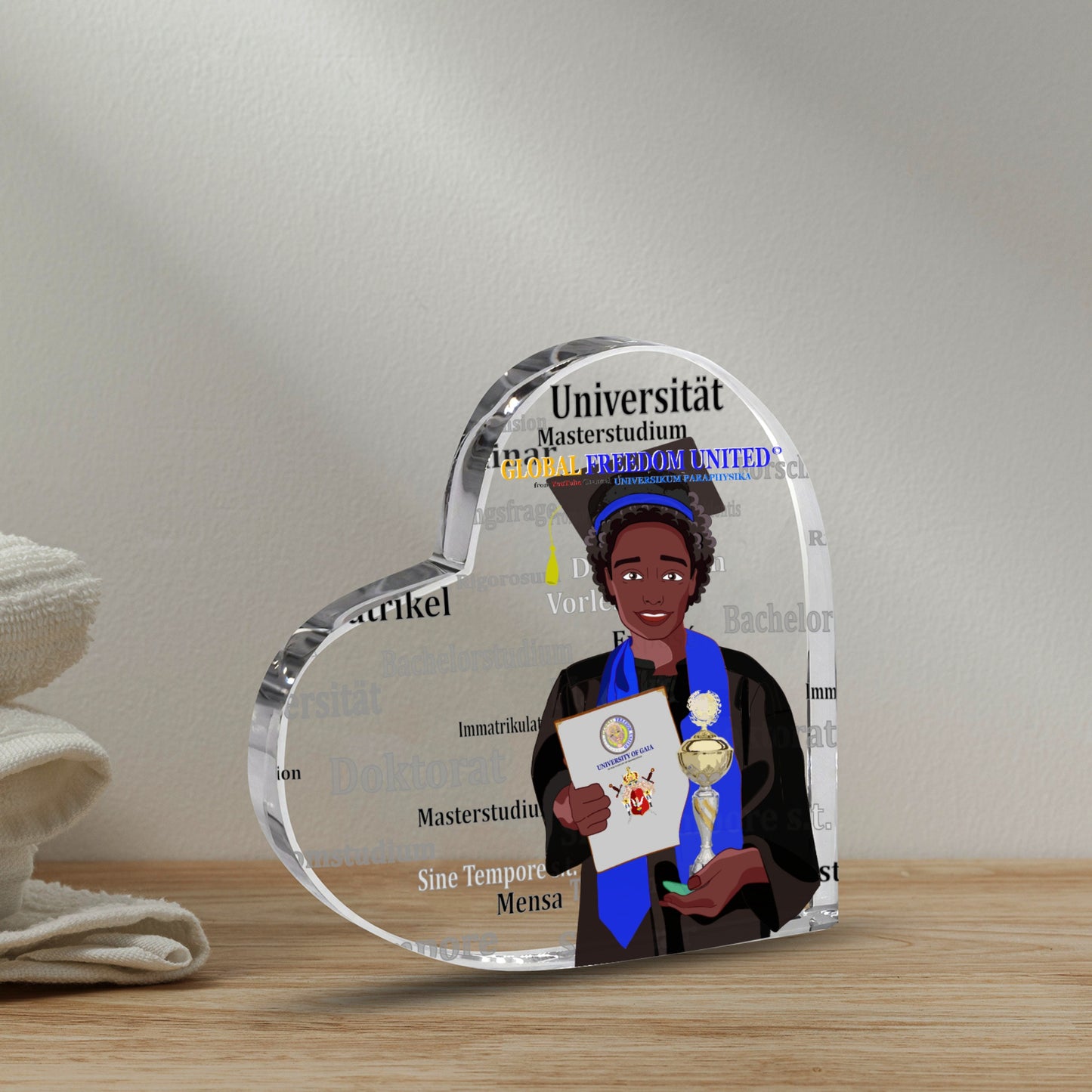 Acryl Heart GLOBAL FREEDOM UNITED© Afro Student Boy