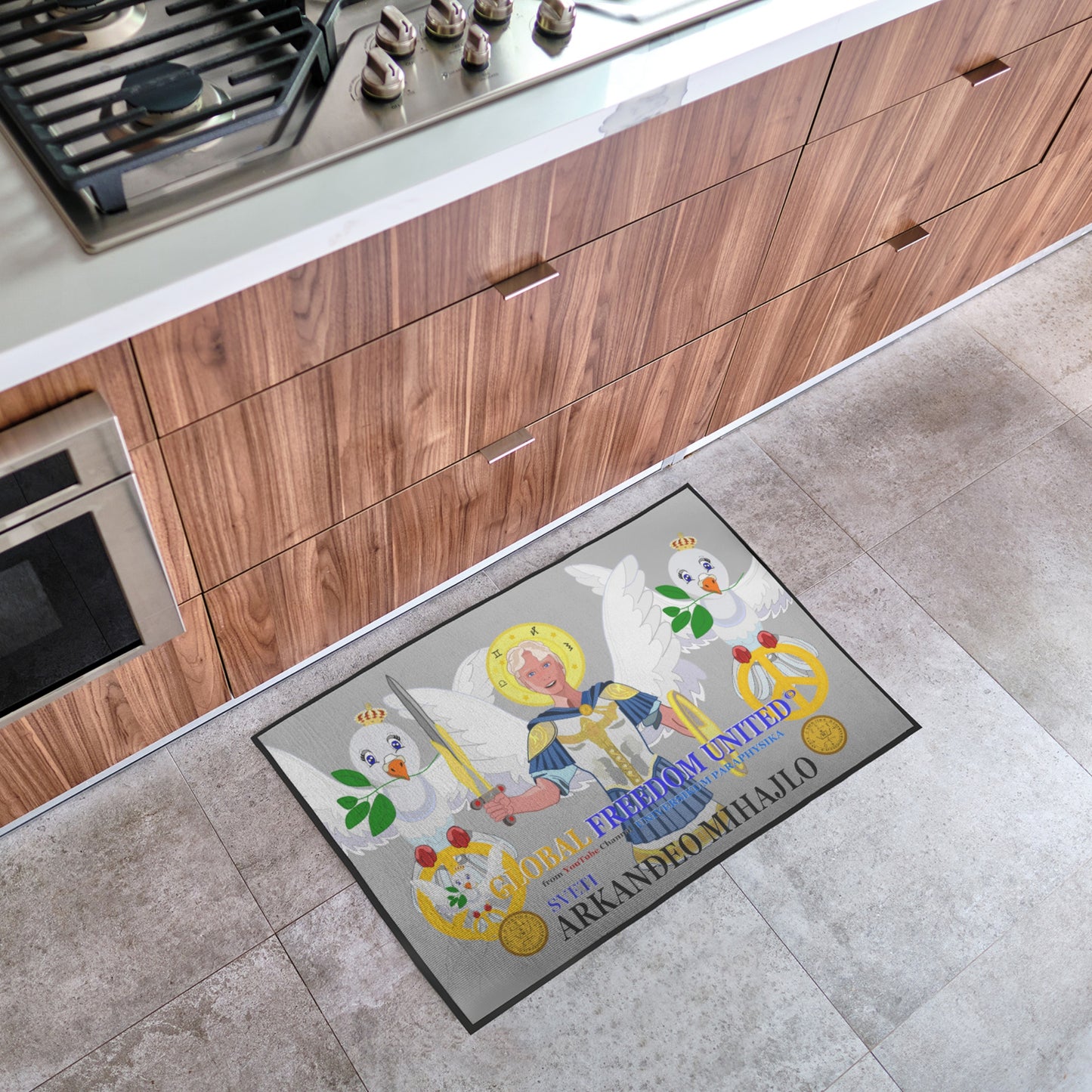 Door Mat Global Freedom United Archangel Michael Croatia V1 Grey
