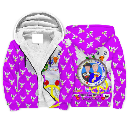 Plush Hoodie GLOBAL FREEDOM UNITED© Men Prussia & Russia  Lilac