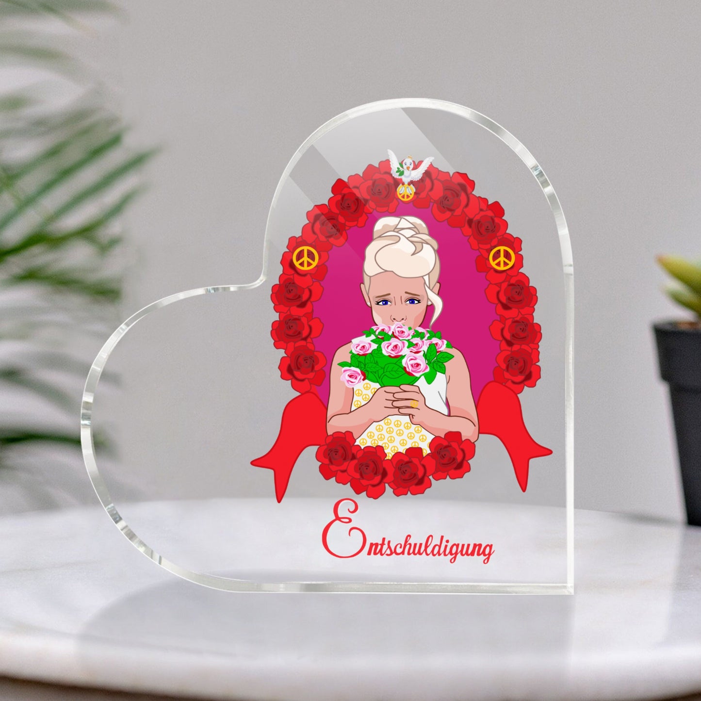 Acryl Herz Global Freedom United Entschuldigung Von Einem Mädchen