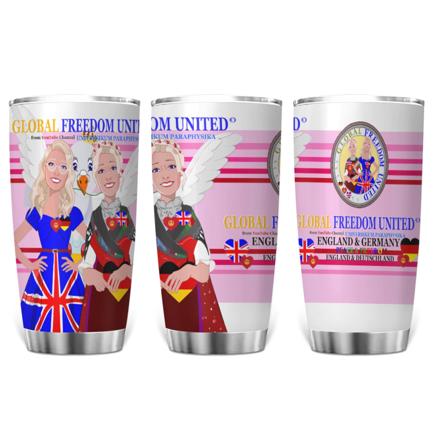 Tumbler Global Freedom United Women England & Germany Old Peace Pink
