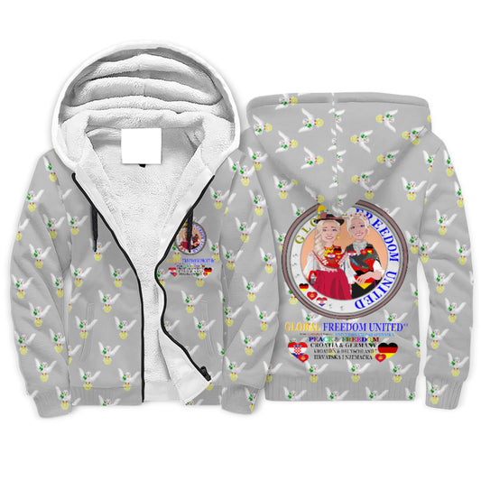 Plush Hoodie GLOBAL FREEDOM UNITED© Women Croatia & Germany V2 Grey
