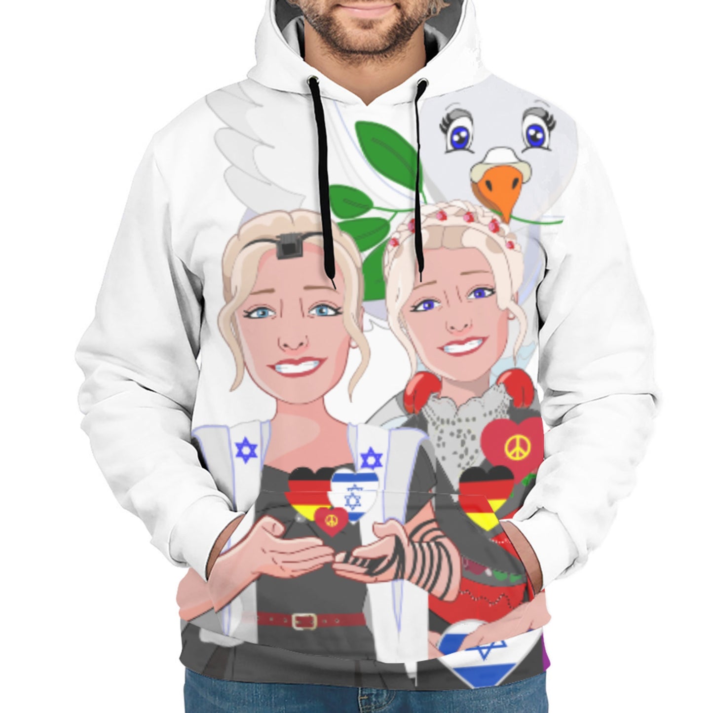 Hoodie GLOBAL FREEDOM UNITED© Women Israel & Germany Old Peace Wight