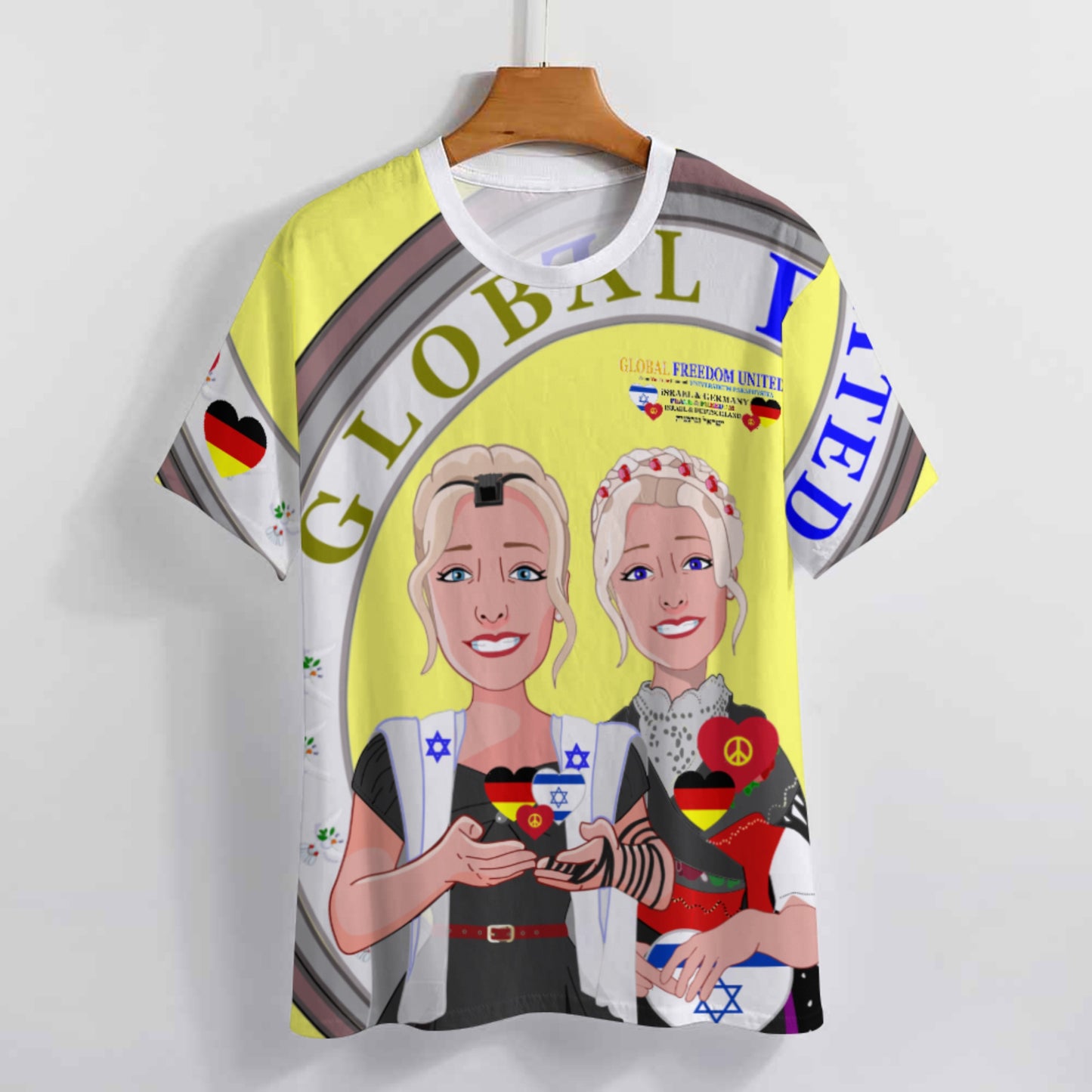 Women´s T-shirt GLOBAL FREEDOM UNITED©  Israel & Germany Yellow