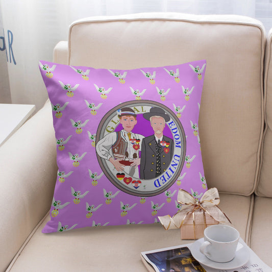 GLOBAL FREEDOM UNITED© Men CROATIA & GERMANY Lilac B 18'' Square Pillow Cover