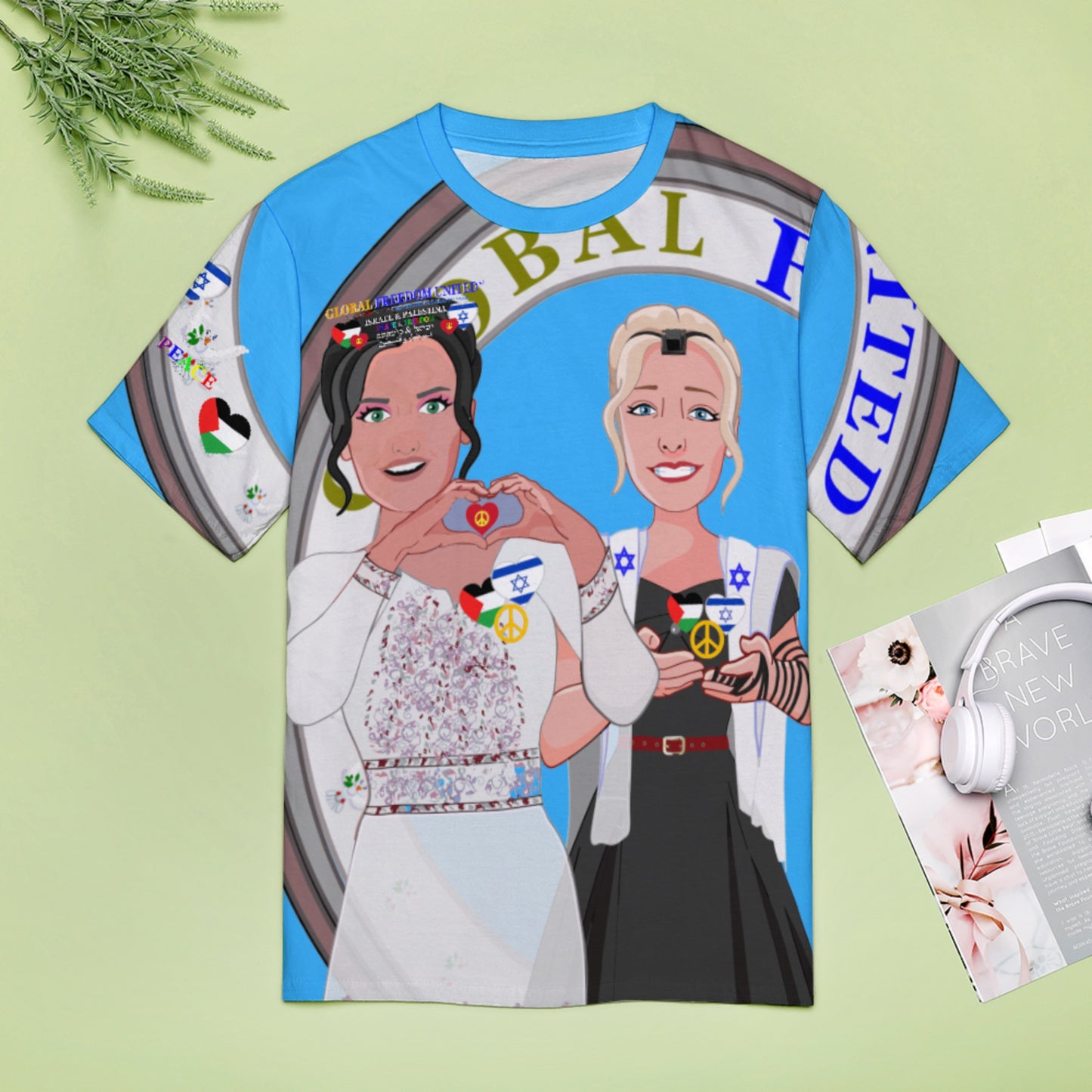 Women´s T-shirt 3 GLOBAL FREEDOM UNITED© Women Palestina & Israel Blue
