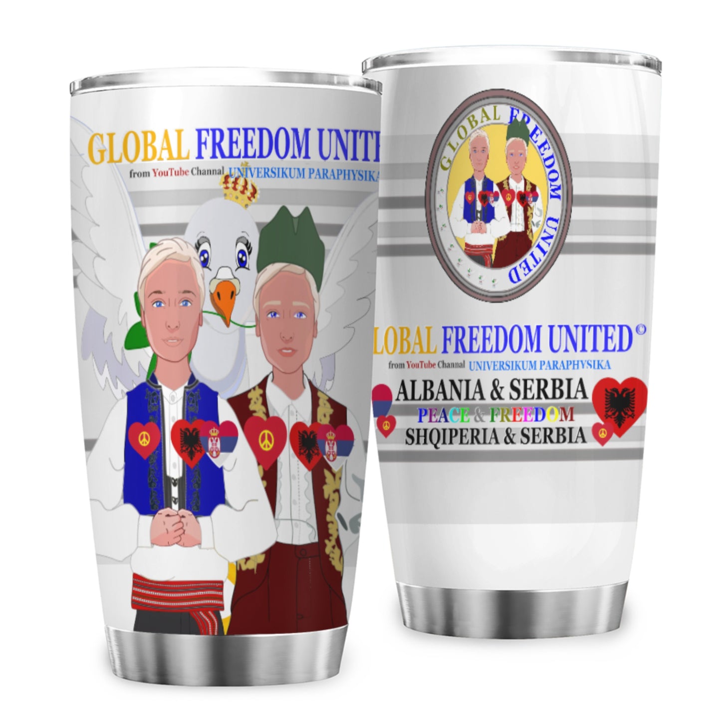 Tumbler Global Freedom United Men Albania & Serbia Old Peace Grey