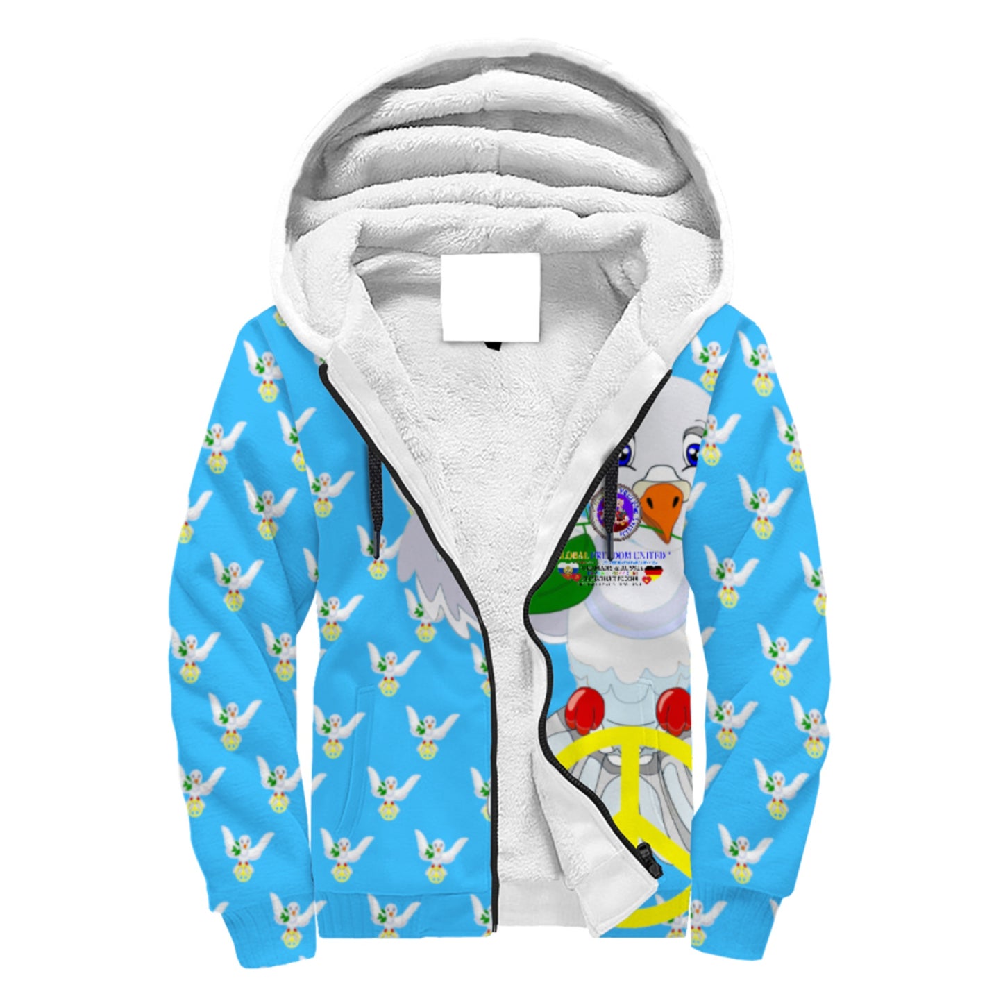 Plush Hoodie GLOBAL FREEDOM UNITED© Women RUSSIA & GERMANY Blue