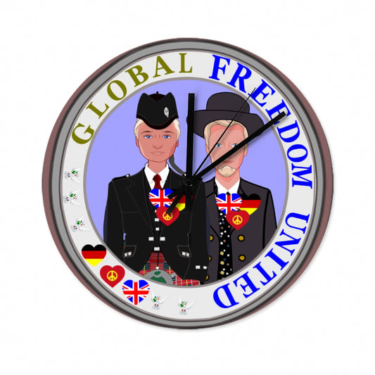 Wooden Wall Clock Without Scale GLOBAL FREEDOM UNITED© Men England & Germany
