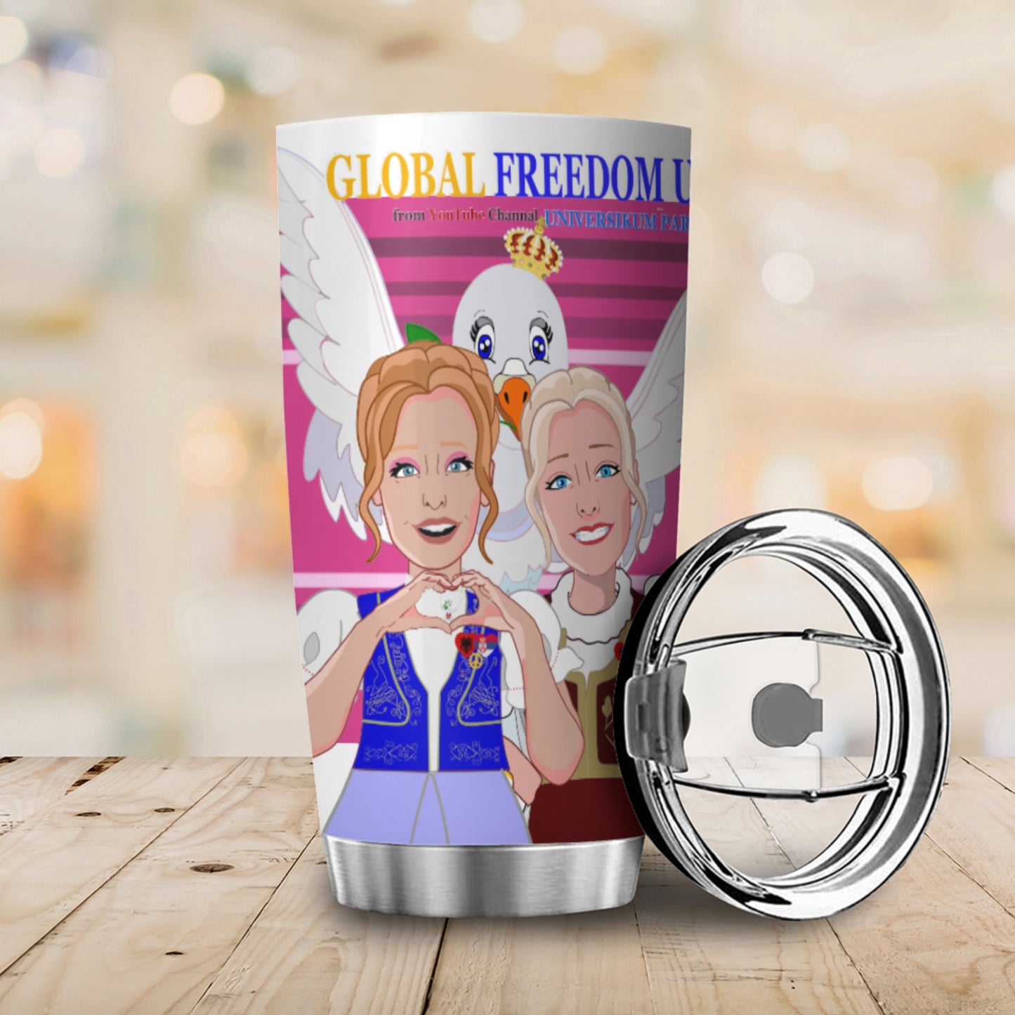 Tumbler Global Freedom United Women Albania & Serbia Old Peace Pink1