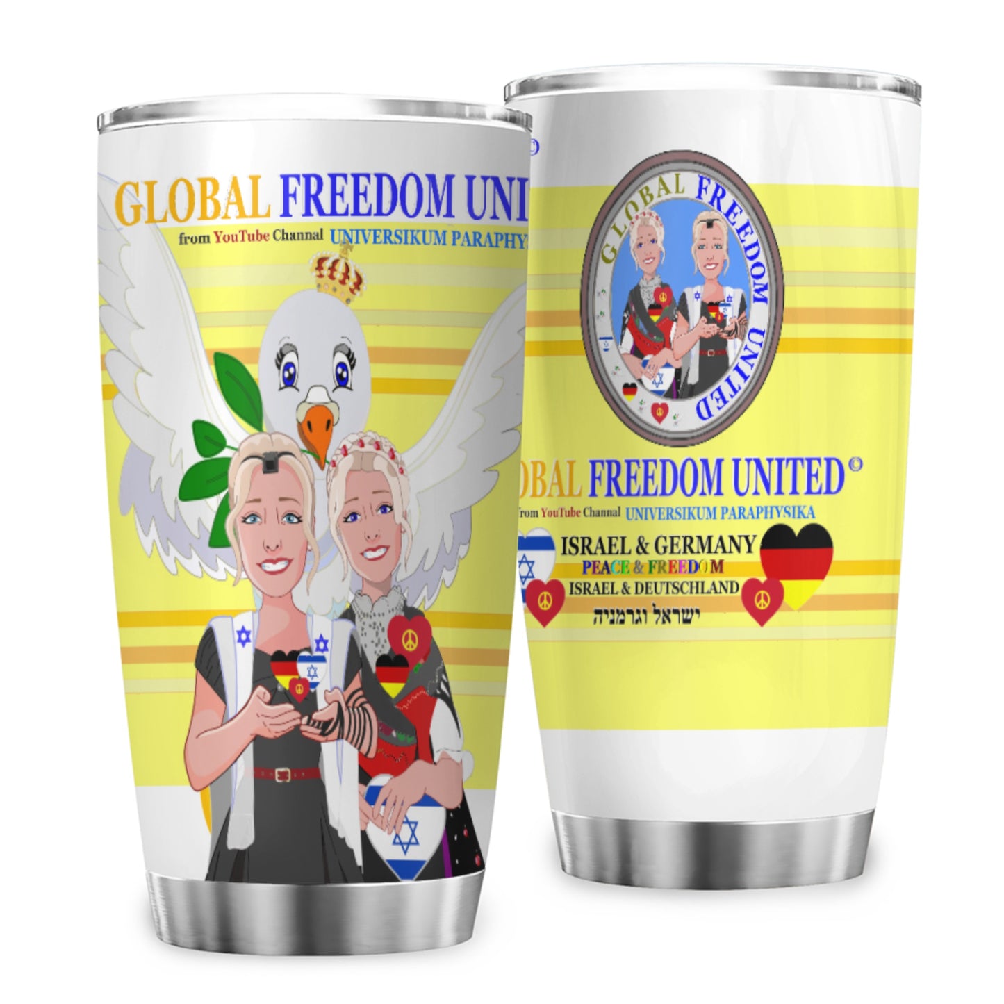 Tumbler GLOBAL FREEDOM UNITED© Women Israel & Germany Yellow