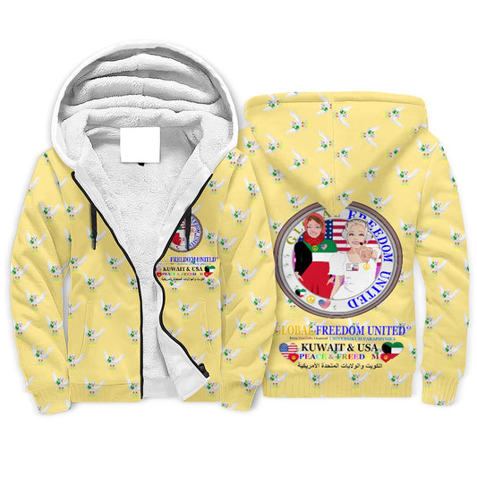 Plush Hoodie GLOBAL FREEDOM UNITED© Women Kuwait & USA Yellow