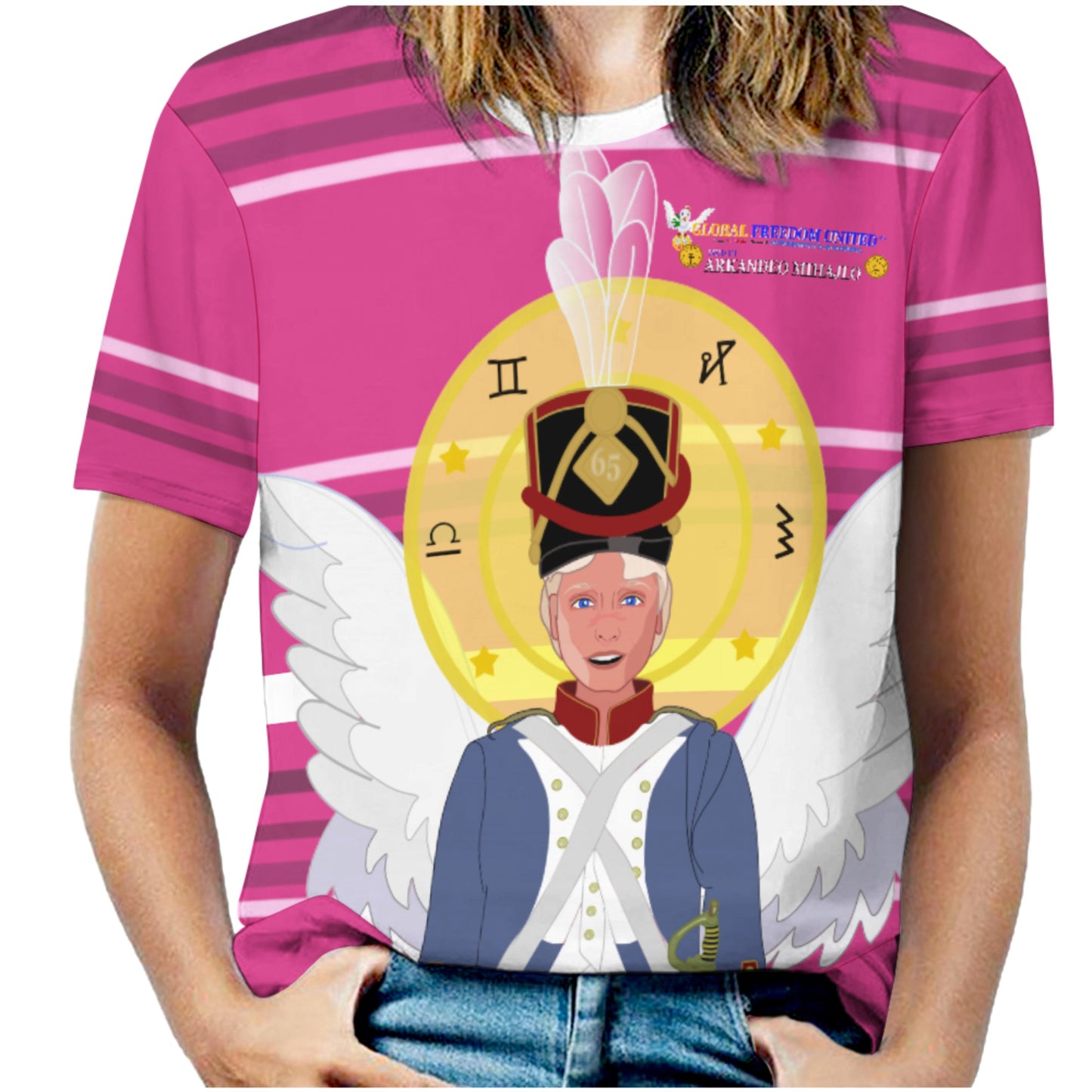 Women´s T-shirt Global Freedom United Archangel Michael Croatia V3 Pink1