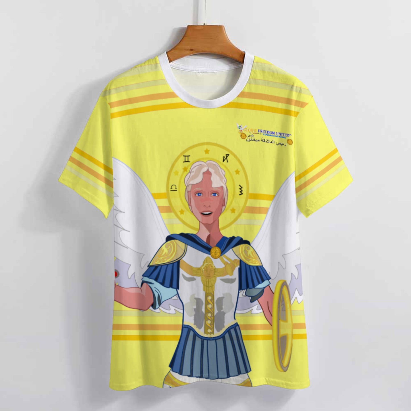 Women´s T-shirt Global Freedom United Archangel Michael Arabic V1 Yellow