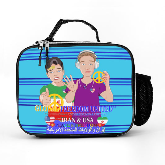 Leather Meal Bag GLOBAL FREEDOM UNITED© Men Iran & USA Blue