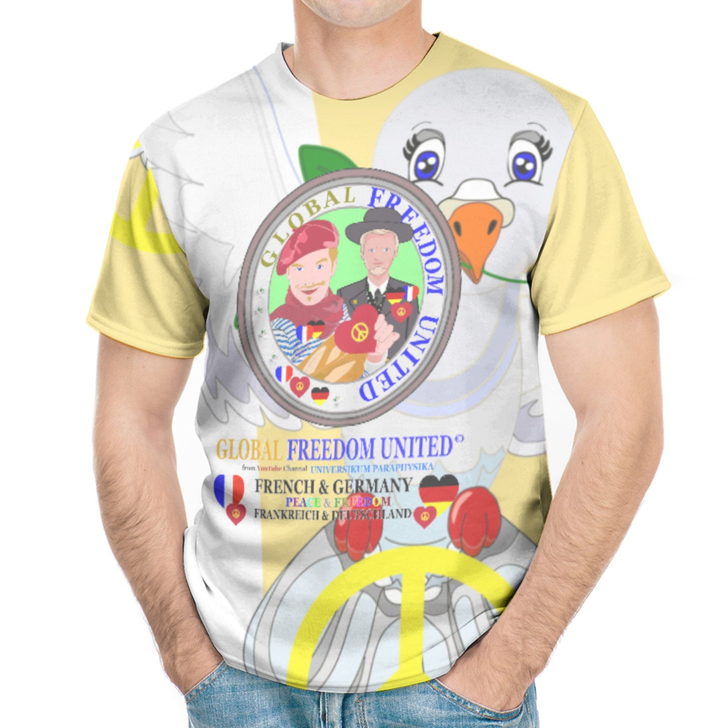 Men´s T-shirt GLOBAL FREEDOM UNITED© Men French & Germany V1 Yellow