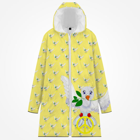 GLOBAL FREEDOM UNITED DOVE OF PEACE OLD PEACE YELLOW Long Type Cotton-pad Zipper-up Hoodie