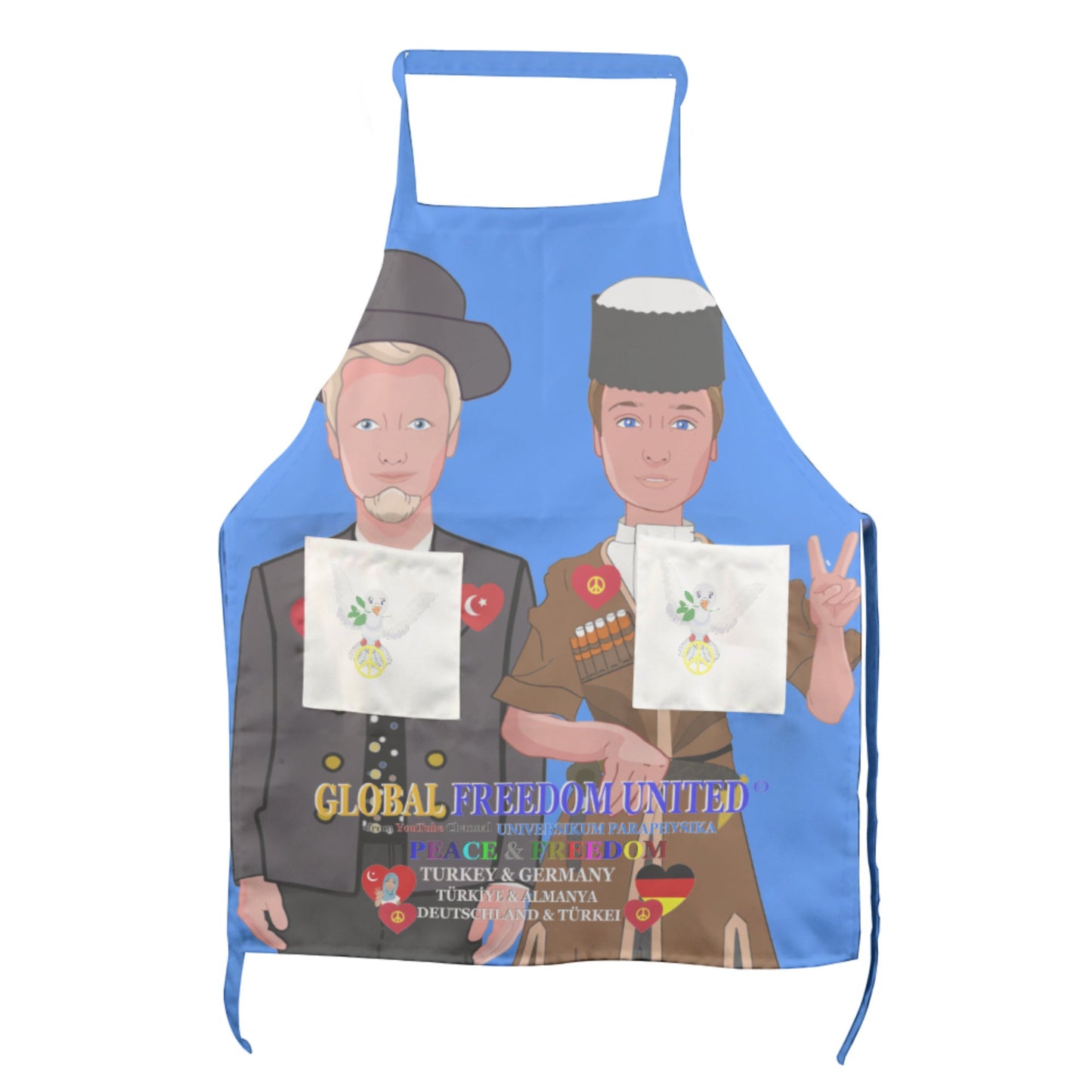 Apron GLOBAL FREEDOM UNITED© Men Germany & Turkey Blue