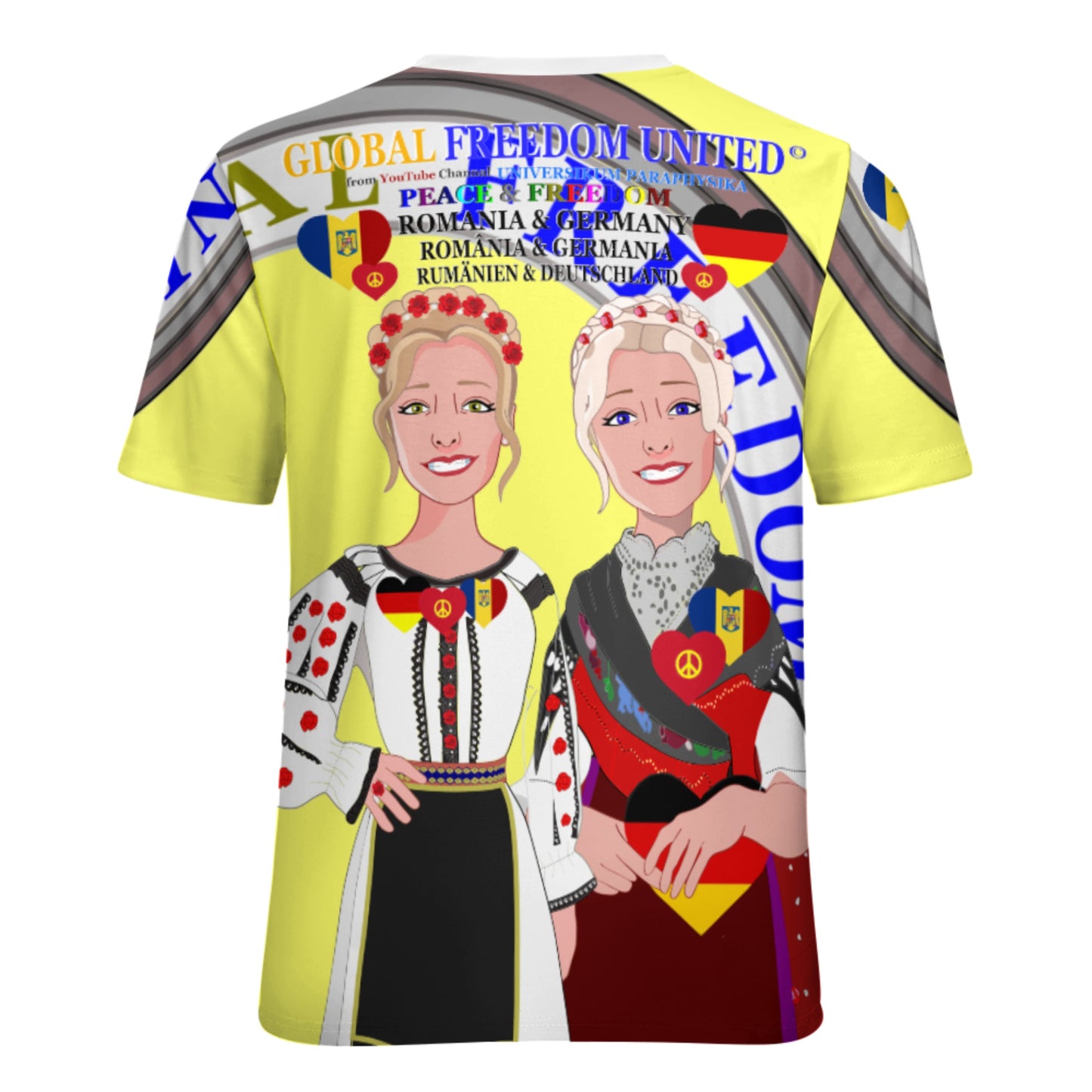 Women´s T-shirt 3 GLOBAL FREEDOM UNITED© Women Romania & Germany Yellow