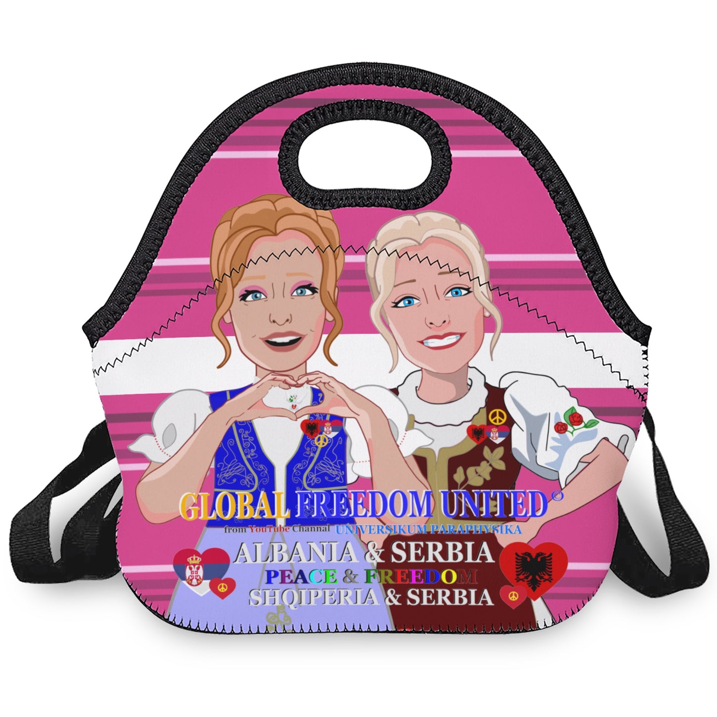 Meal Bag With Strap GLOBAL FREEDOM UNITED© Women Albania & Serbia Pink 2