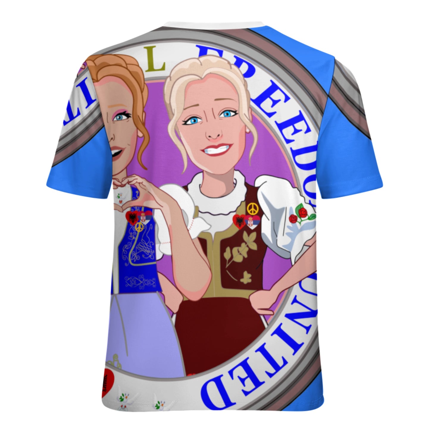 Women's T-shirt 3 GLOBAL FREEDOM UNITED© Women Albania & Serbia  Blue